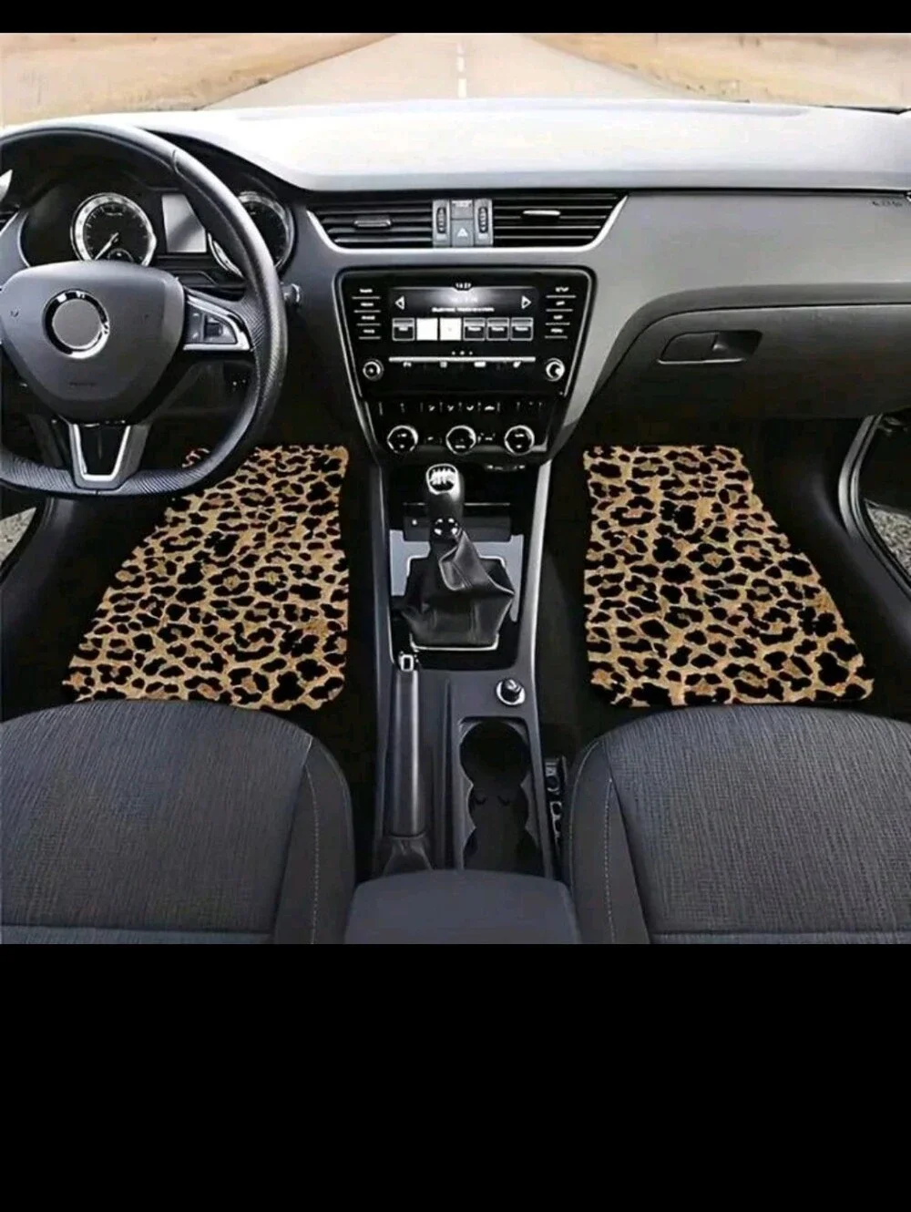 Leopard Print Faux Fur Car Floor Mats - 4 Piece Set